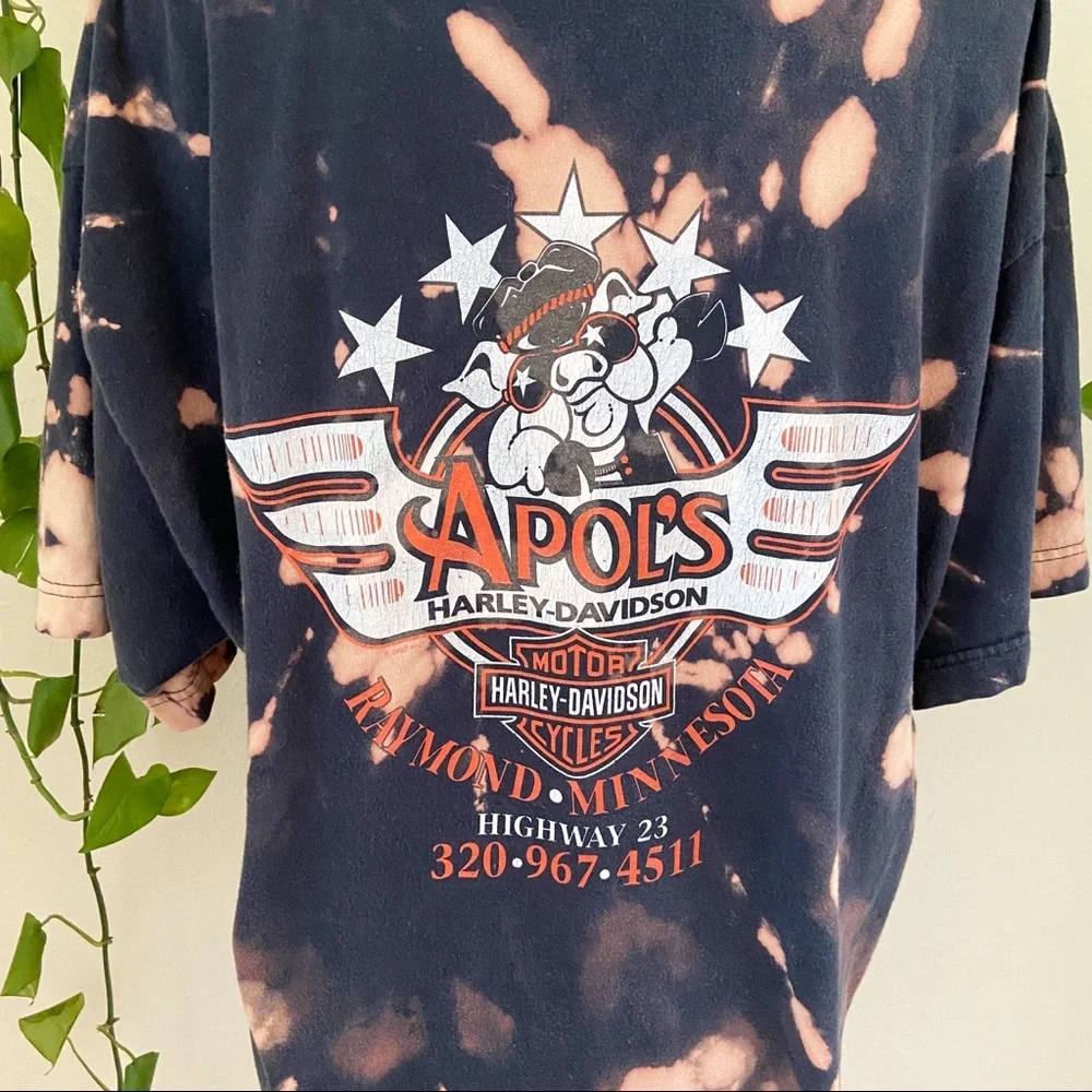 Vintage 90s Harley-Davidson Bleach Dyed Tee - Picture 7 of 9